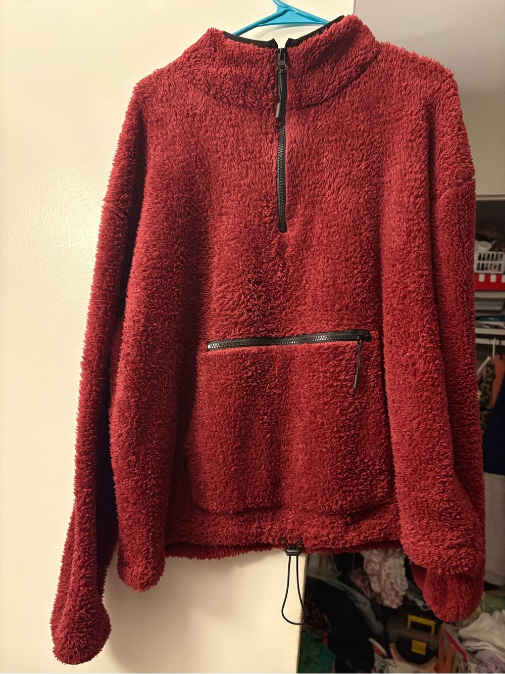 No Boundaries Burgundy Half-Zip Teddy Pullover